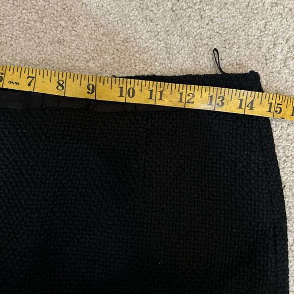 PRADA Tweed Ruffle Hem Skirt Wool Twill Knee Length Black Women's Size 42 US M - Picture 7 of 9